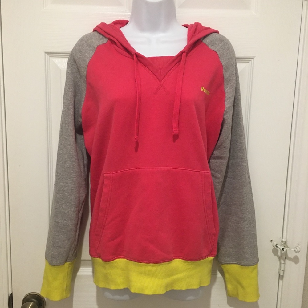 Sz M Reebok Hoodie Bright Colorful Yellow Hood
